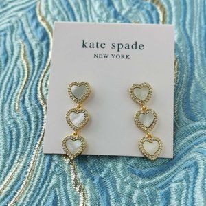 Kate Spade Take Heart Gold White Linear Earrings. New with pouch